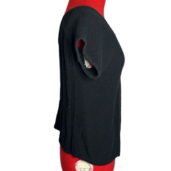 MM37 Kersh cable knit back 3 button short sleeve cardigan - Picture 6 of 9